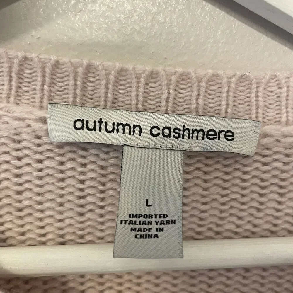 Autumn Cashmere Oversized Drop Shoulders Blush Pink Sweater 100% Cashmere Sz L